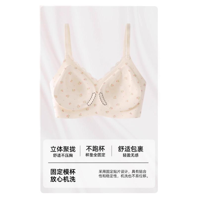 French Style Women Seamless Wireless Push Up Lace Backless Bra