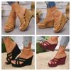 2025 Thin Belt Combination Cool Slippers Summer New High-heeled Wedge Heel Waterproof Table Shoes Ancient Muffin Sole Women's Sandals