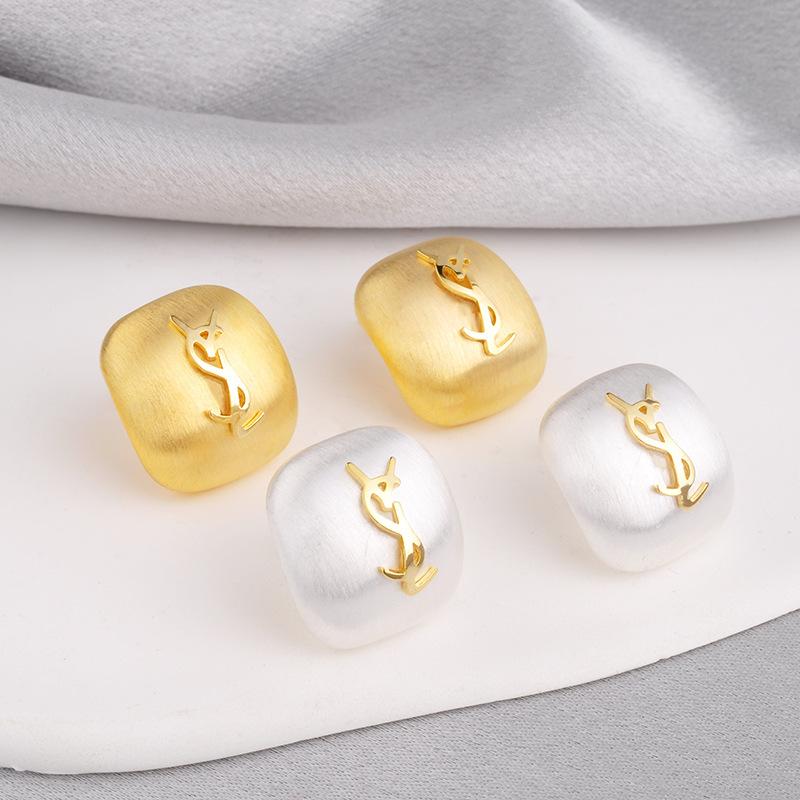 Matte Geometric Stud Earrings, Vintage Square Earrings, Retro Statement Earrings, Brushed Metal Jewelry