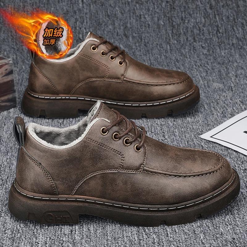 Fashion Mens Shoes Fur Warm Autumn Winter Sneakers Casual Leather Outdoor Sport Platform Walking Designer Luxury Tennis Work Loafers