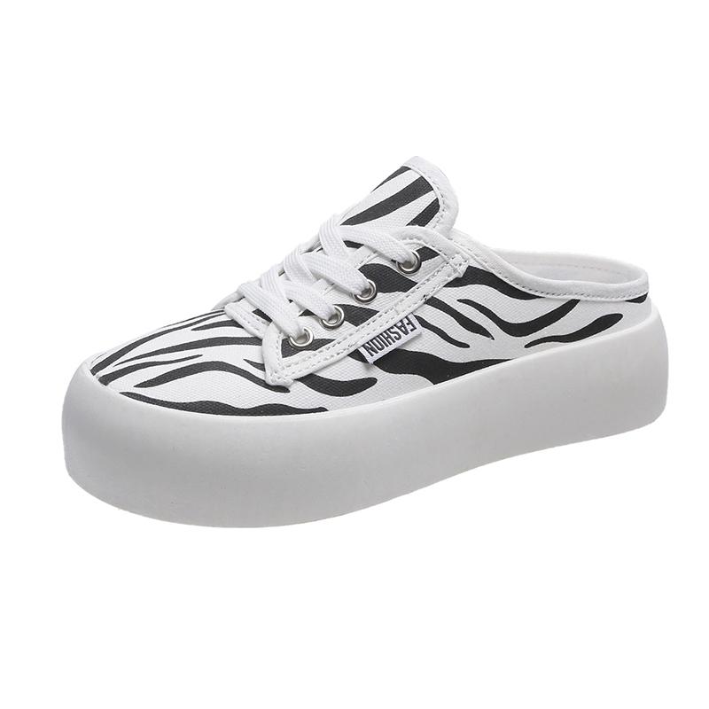 Versatile Canvas Lace-up Shoes Women Thick Soles Casual Sneakers Women Students' Heelless Breathable Lazy Women's Shoes