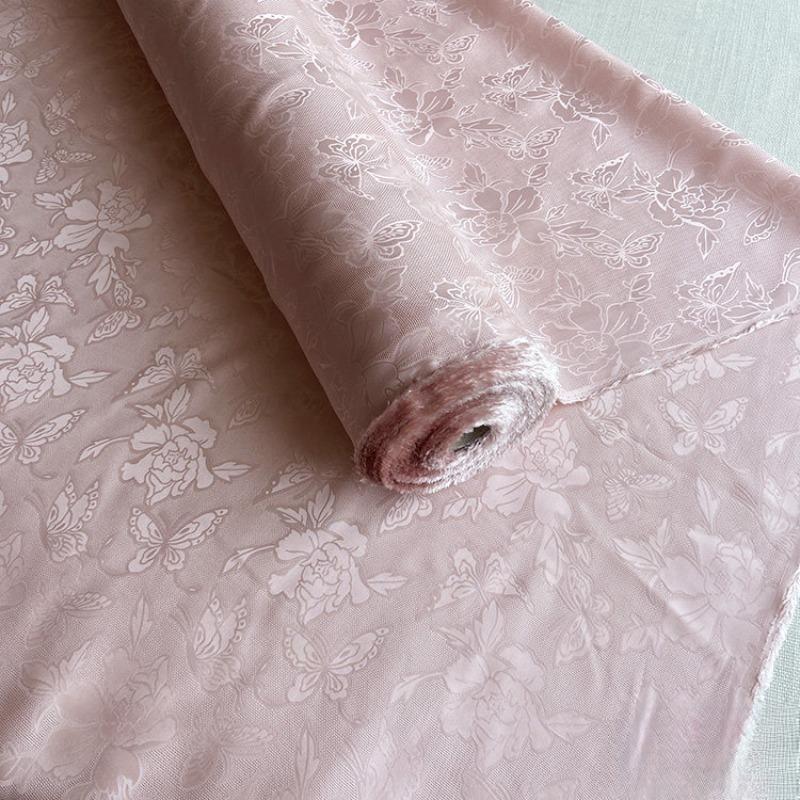 Breathable Mulberry Silk Jacquard Fabric Hollow Flower Luo Silk Fabric for Sewing Traditional Chinese Dress Cheongsam Clothes