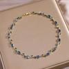 Bracelet Feuille Plaqué Or avec Incrustations de Zircon Hachuré et de Diamant