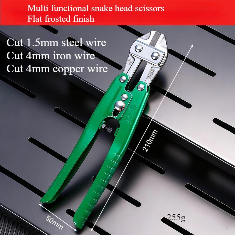 

Industrial grade electrician specific, labor-saving snake head wire breaking pliers, hardened chrome vanadium steel, cutting steel wire and iron wire [flat mouth frosted] green