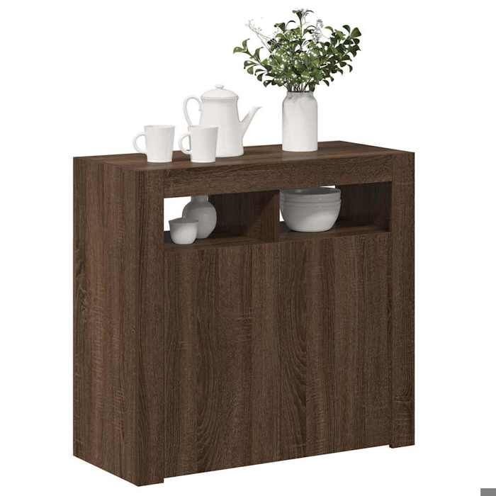 Buffet - MAISON EXCLUSIVE - 80 x 35 x 75 cm - Chêne marron - LED RVB - Bois d'ingénierie résistant à l'humidité