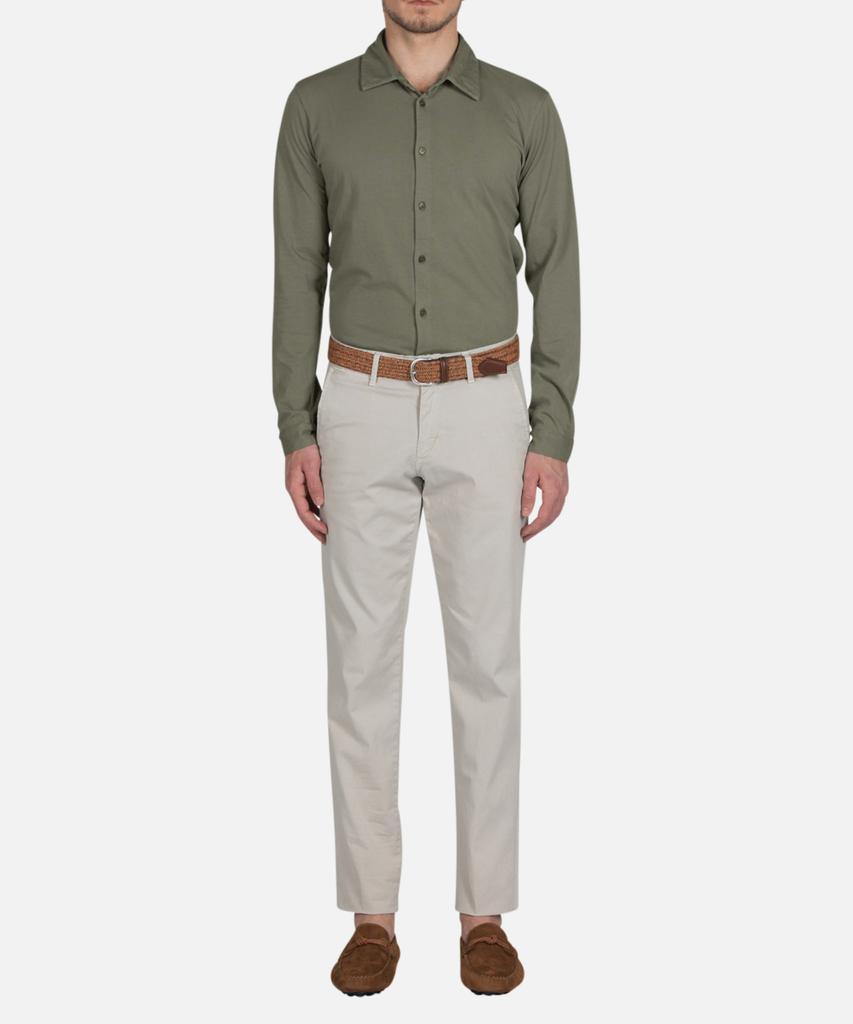 PANICALE Beige Slim Fit Dyed Cotton Pants