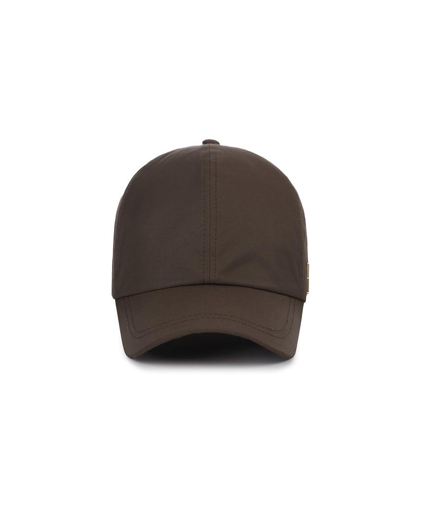 Bajal Studded Logo Nylon Newsboy Ball Cap Brown