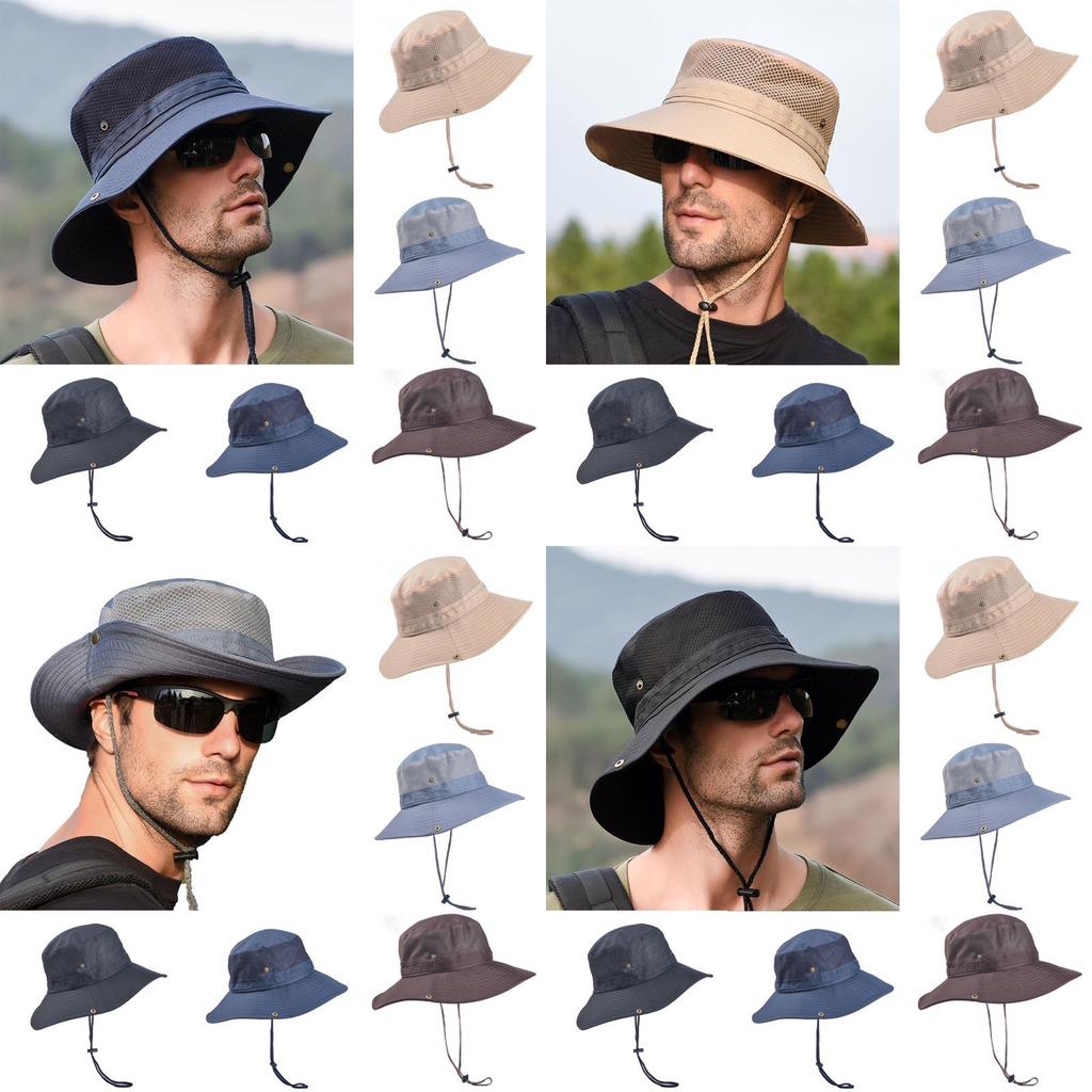 Mens Outdoor Windproof Bucket Hat With Button Brim Perfect For Fishing And Hiking
