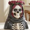 Gothic Skull Sculpture Rose Planter Resins Craft Flower Vases Container For Halloween Party Decors And Home Interior