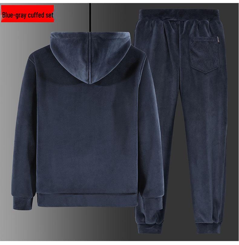 Men's Plus Size Silver Fox Fleece Hoodie & Lambswool Sweatpants Winter Set