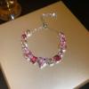 Love Heart Colorful Rhinestone Bangle Square Round Women's Hand Bracelet  Women Girl