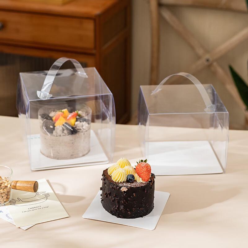 4-inch Transparent Cake Box with Handle