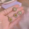 Group Inlaid with Yellow Diamond Rings, Pendants, Stud Earrings, Necklaces, Trendy Temperament Jewelry Three-piece Set 2026