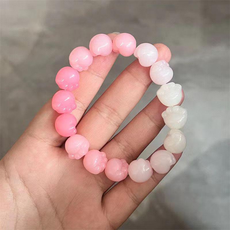 Adorable Chubby Gradient Kitten Claw Beaded Bracelet - 2025 Trendy Style for Women and Students