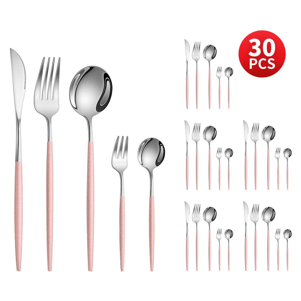 Stainless Steel 30-Piece Tableware Steak Knife, Fork and Spoon 5 Main Pieces Tableware Suit