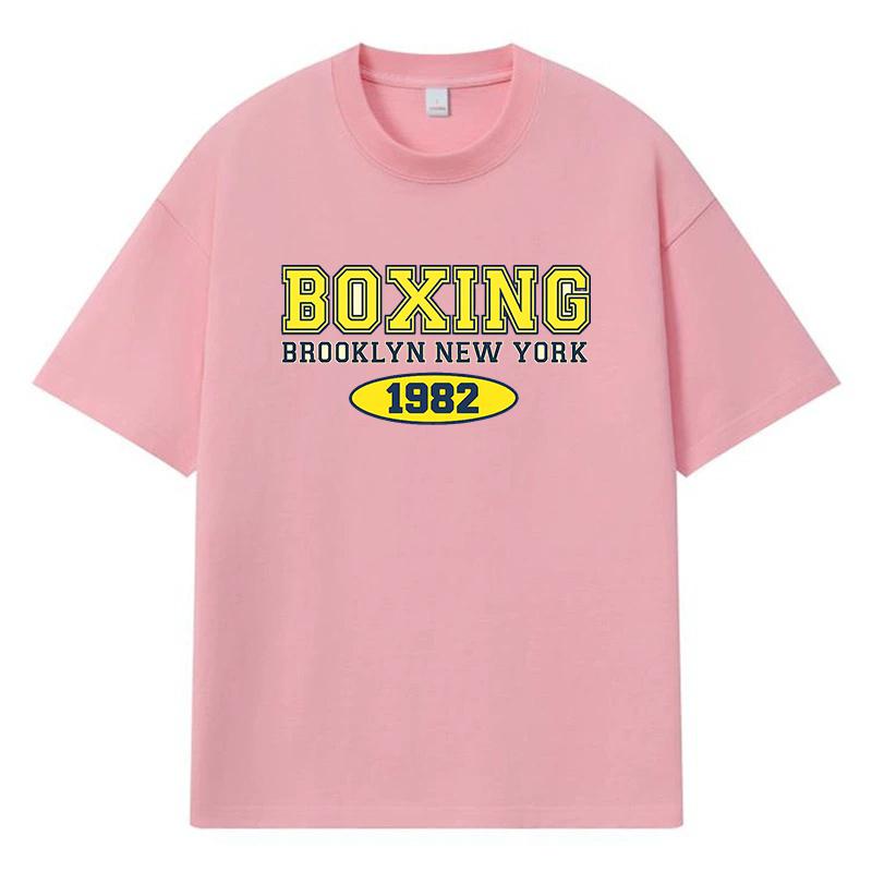 2026 Boxing Brooklyn New York 1982 Printed Graphic Y2k Harajuku Streetwear 100% Cotton T Shirt Casual Oversized Summer Men T-shirt