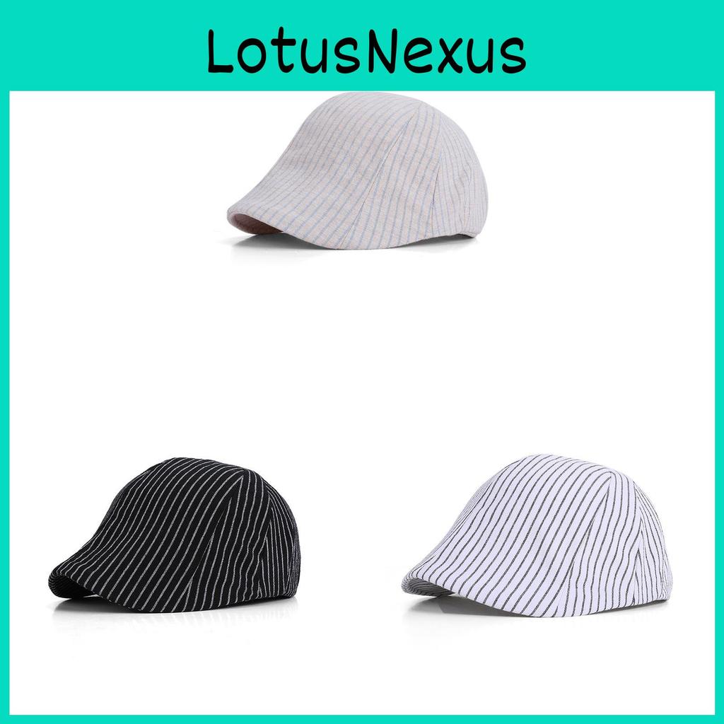 Sonnenschutz Baumwolle Gestreifte Baskenmütze für Damen Frühling und Sommer Outdoor Lässig Mode