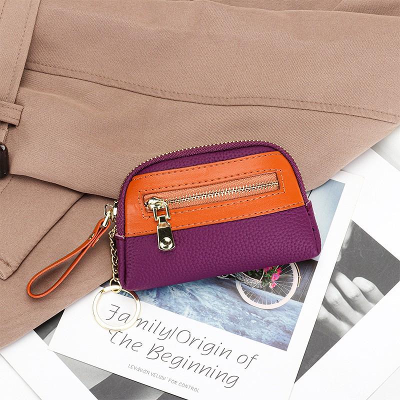 First-layer Cowhide Mini Coin Purse Women Small Exquisite Zipper Loose Large Capacity Key