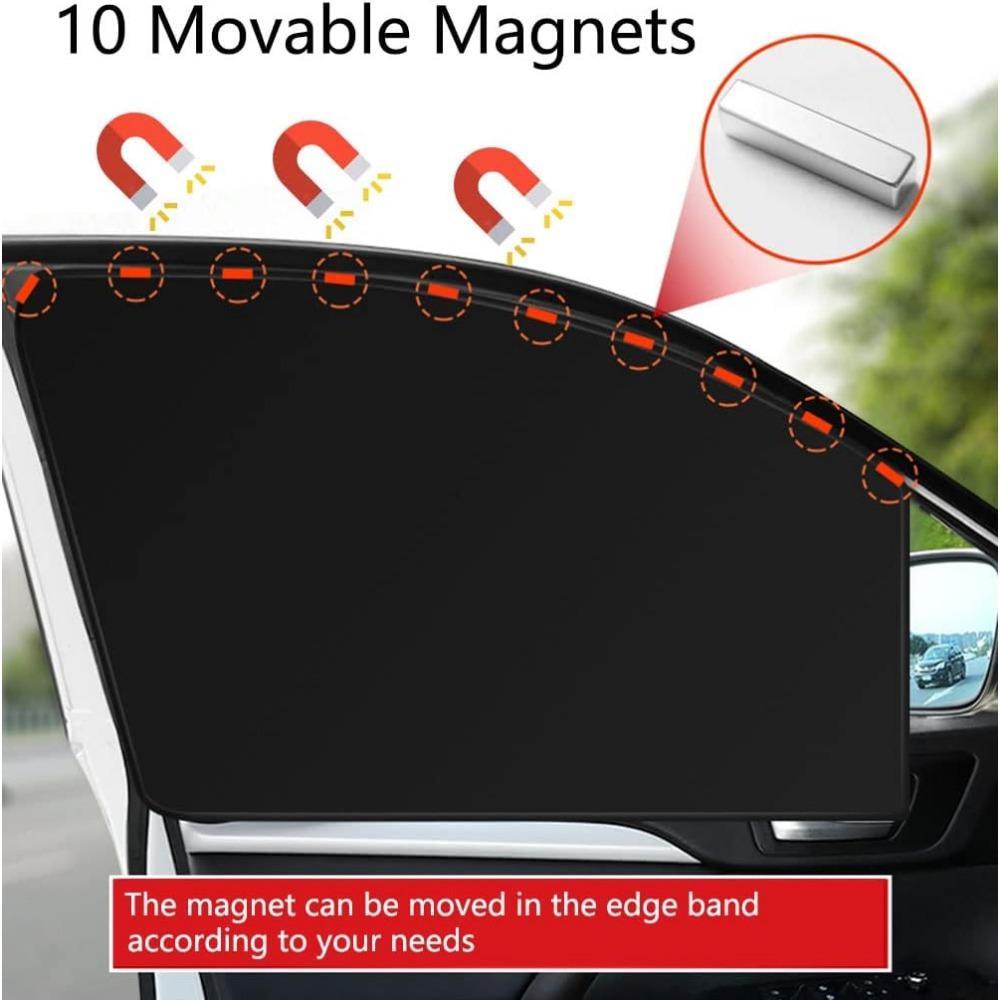 Car Side Window Sun Shades Window Sunshades Privacy Curtains, 100% Block Light Front&Back 4pcs