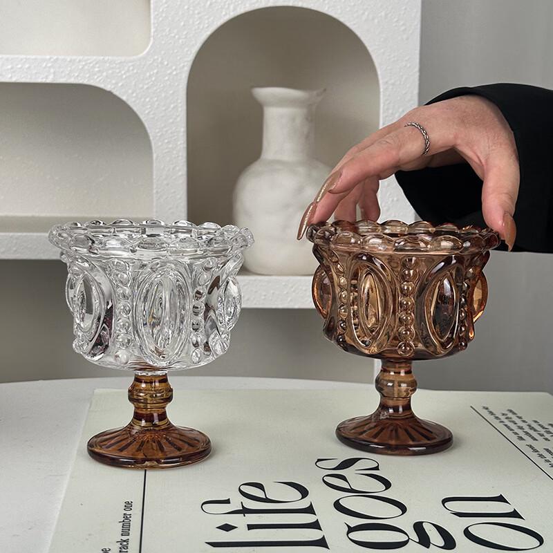 Retro Crystal Ice Cream Goblet Set