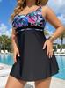 Plus Size Kokostre Tankini Badedrakt Skjørt Sett