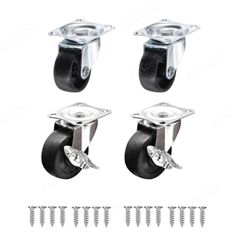1/1 inch PVC Furniture Casters Wear Resistant Mute Universal Heavy Trolley Wheels 161 Degrees Swivel Castor Accessory