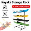4-Tier Kayaks Storage Rack Adjustable Arms and Paddle Holders Freestanding Kayaks and SUP Rack 400LBS for Garage Dock Or Seaside