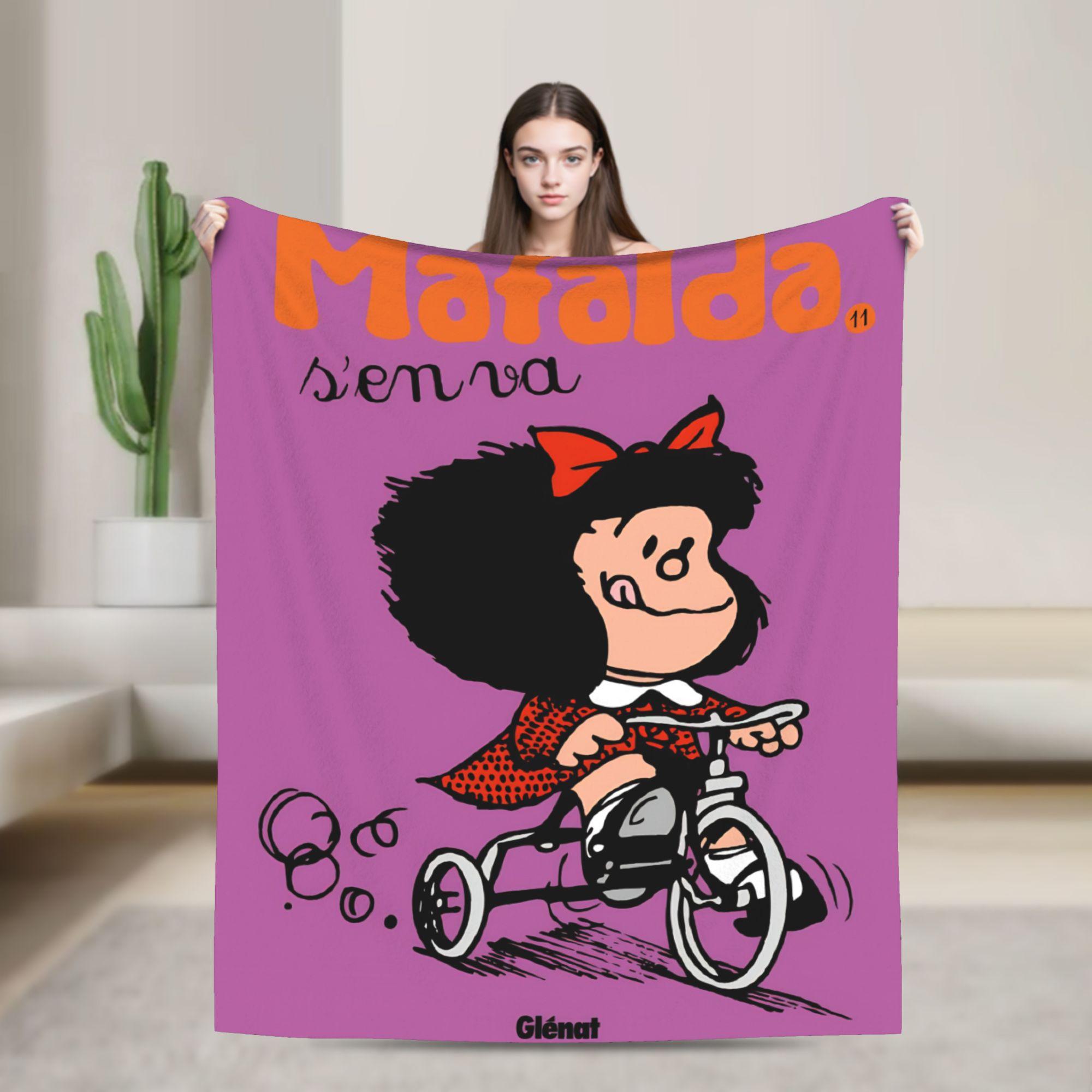 Soft Warm Blanket Travel Office Mafaldas Cartoon Throw Blanket Flannel Bedspread For Living Room Funny Sofa Bed Cover 75X95CM