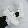 Men's White Leather Shoes Classic Minimalist Lace Up Style Office and Business 38-46 Height Increasing Thick Soled Shoes