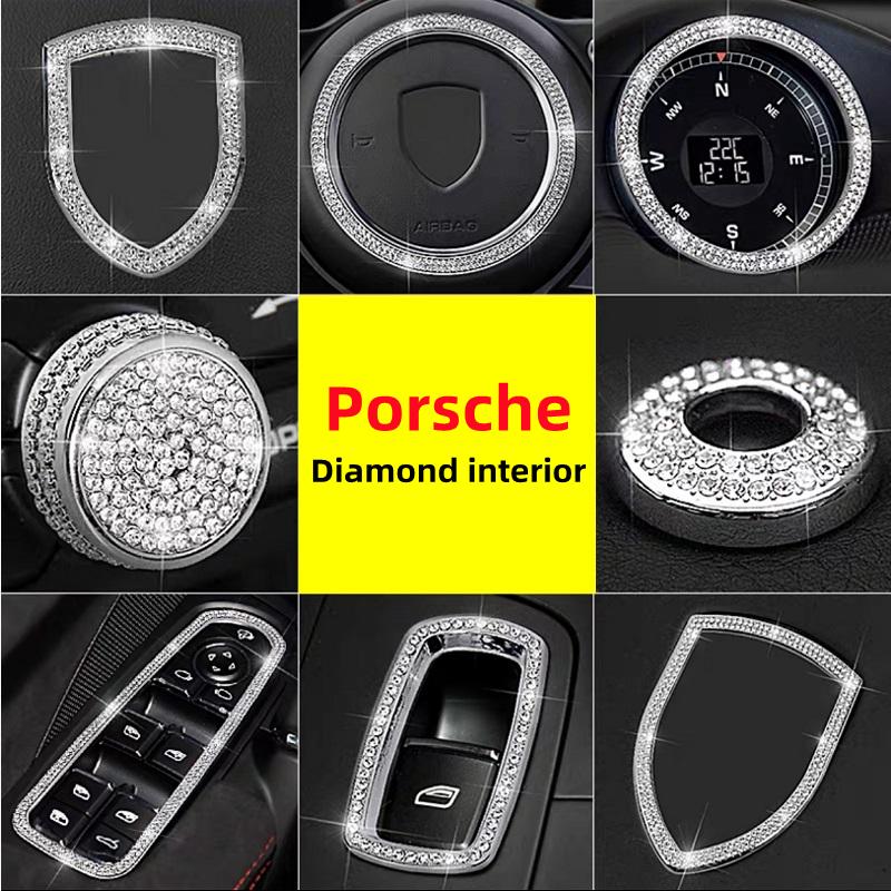For Porsche Panamera Macan Cayman Taycan Cayenne911 918 718Air Vent Knob Diamond Decoration Crystal Interior Sticker Accessories