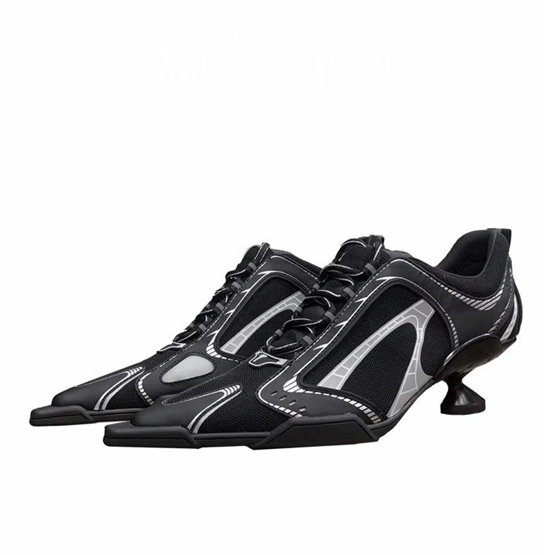 Sportlich lässige Schnürschuhe für Damen, Nische Spitzschuhe High Heels