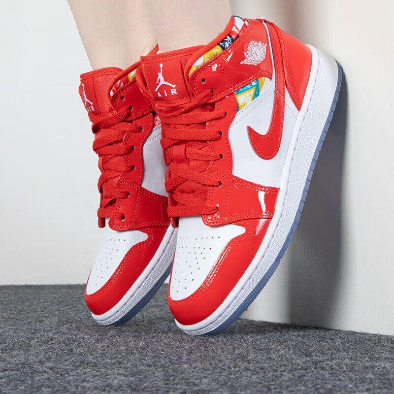 Jordan 1 Mid Barcelona Sweater Red Patent GS DC7248-600