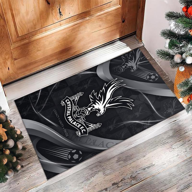 Crystal Palace Football Print Crystal Velvet Rug, Comfortable Water Absorbent Non Slip Indoor Floor Carpet
