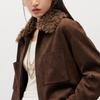 VEROMODA Women's Detachable Faux Fur Lined Matte Drop Shoulder Jacket