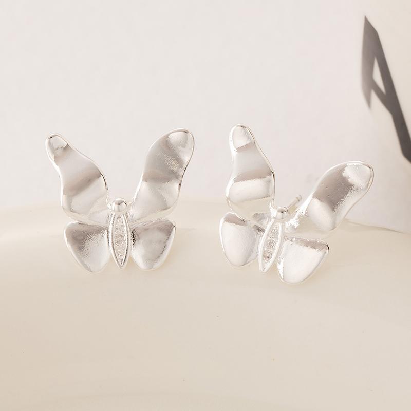 

ANENJERY Гладкие серьги-бабочки для женщин и девочек, простые милые французские украшения, оптовая продажа, вечеринка, ежедневные серебряный