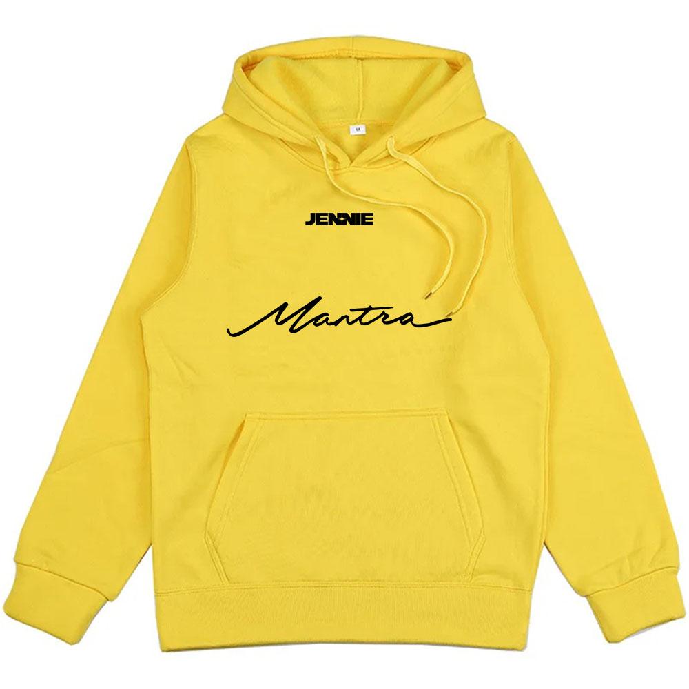 Mantra JENNIE Singer Graphic Hoodies Song Clothes Winter Men Hooded Comfortable Sweatshirts Long Sleeve Unisex Hoodie