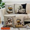 2D Cute Bow-Tied Duck Pattern Pillow Covers Pattern Cushion Cover Suitable For Sofa Bedroom Car Pillow Cover