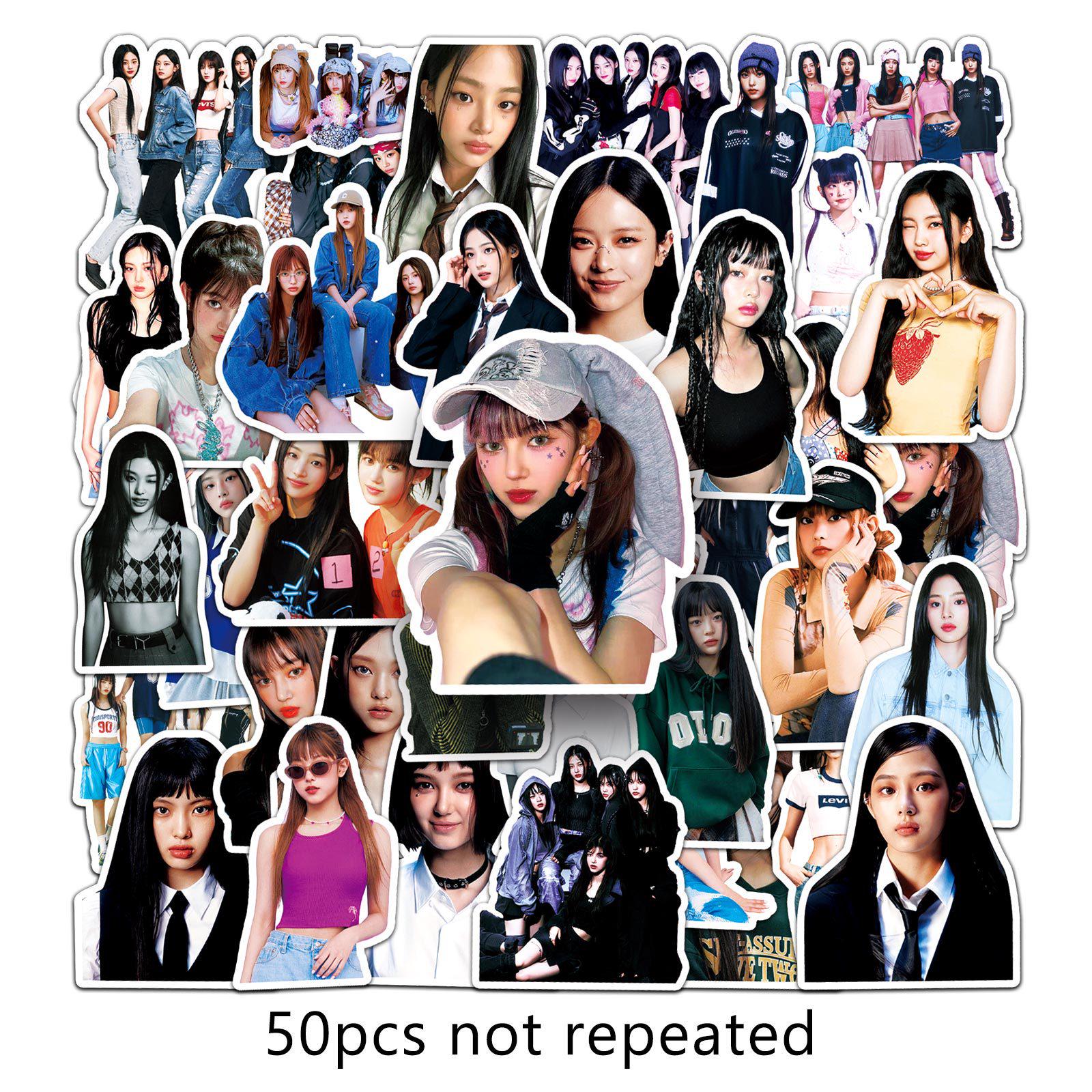 50 pcs NewJeans Korean Star Graffiti Stickers for Water Bottles & Suitcases - Waterproof & Decorative