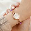 Women Quartz Watch Rhinestone Necklace Earrings Ring Watches Wristwatch