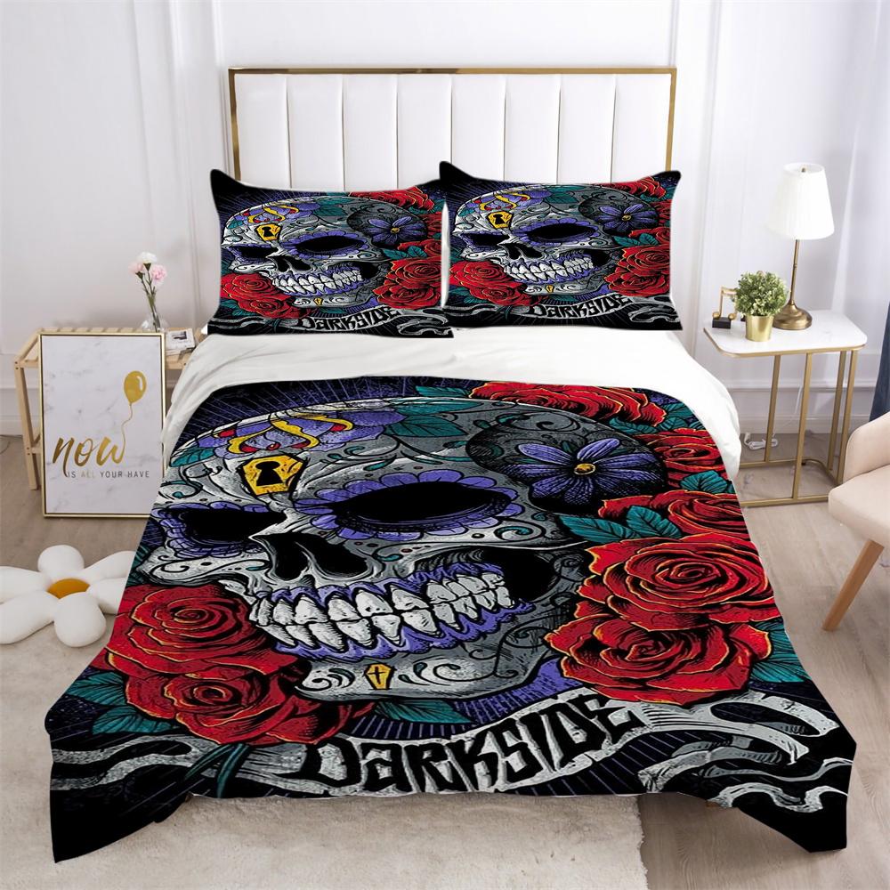 3D Skull Printing Duvet Cover Set Twin Size Microfiber Bedding Set Fashion High Ranking Cool Bedroom Decor