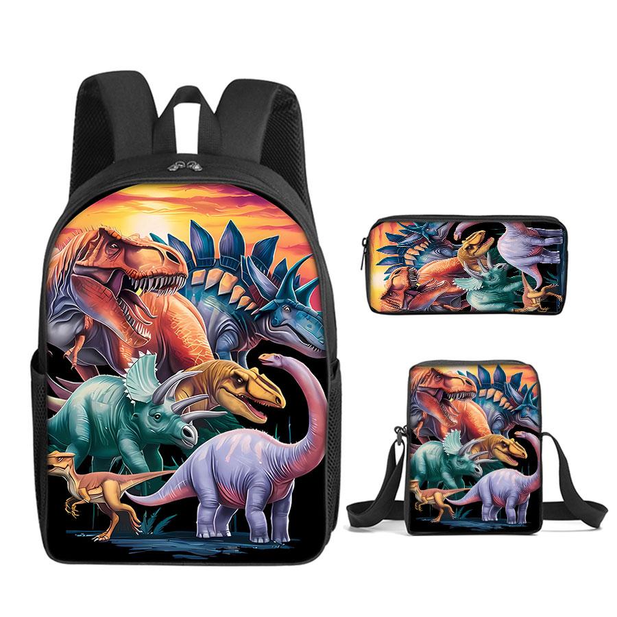 3-delige set dinosaurus schoudertas, etui, schooltassen voor jongens/meisjes Kinderen Beste Cadeaus Cartoon Schoolrugzak