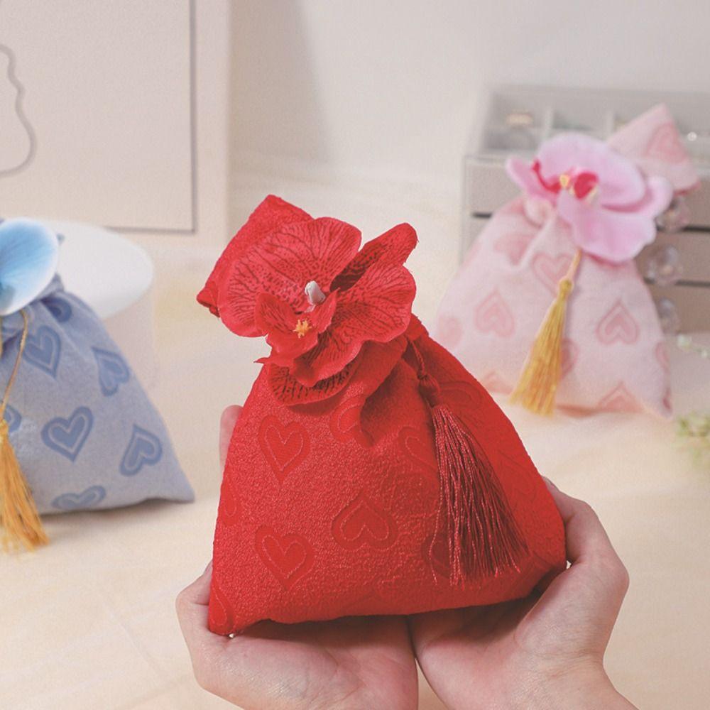 Velvet Flower Tassel Wrist Bag Temperament Festive Sugar Box  Cheongsam Accessories