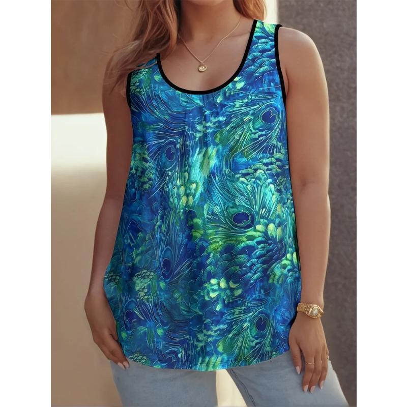 Dámská bezrukávová vesta Kreativní barevný potisk Volný časová Volná Módní Všestranná Letní Nadměrná vesta