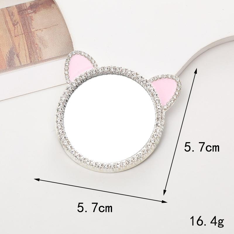 Sense of Advanced Butterfly Heart Shaped Girls Gem Make Up Mirror Liquid Metal Style Women Mini Portable Handheld Mirror