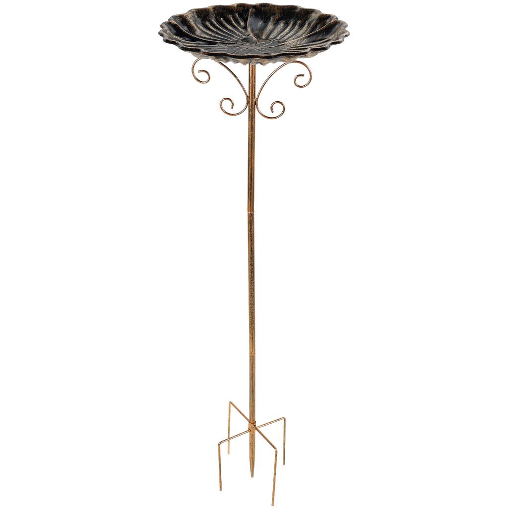 Bird Bath Feeder Bowl Iron Garden Outside Standing Vintage Adjustable Height Garden Outdoors Patio Yard Lawn Stake Decoration