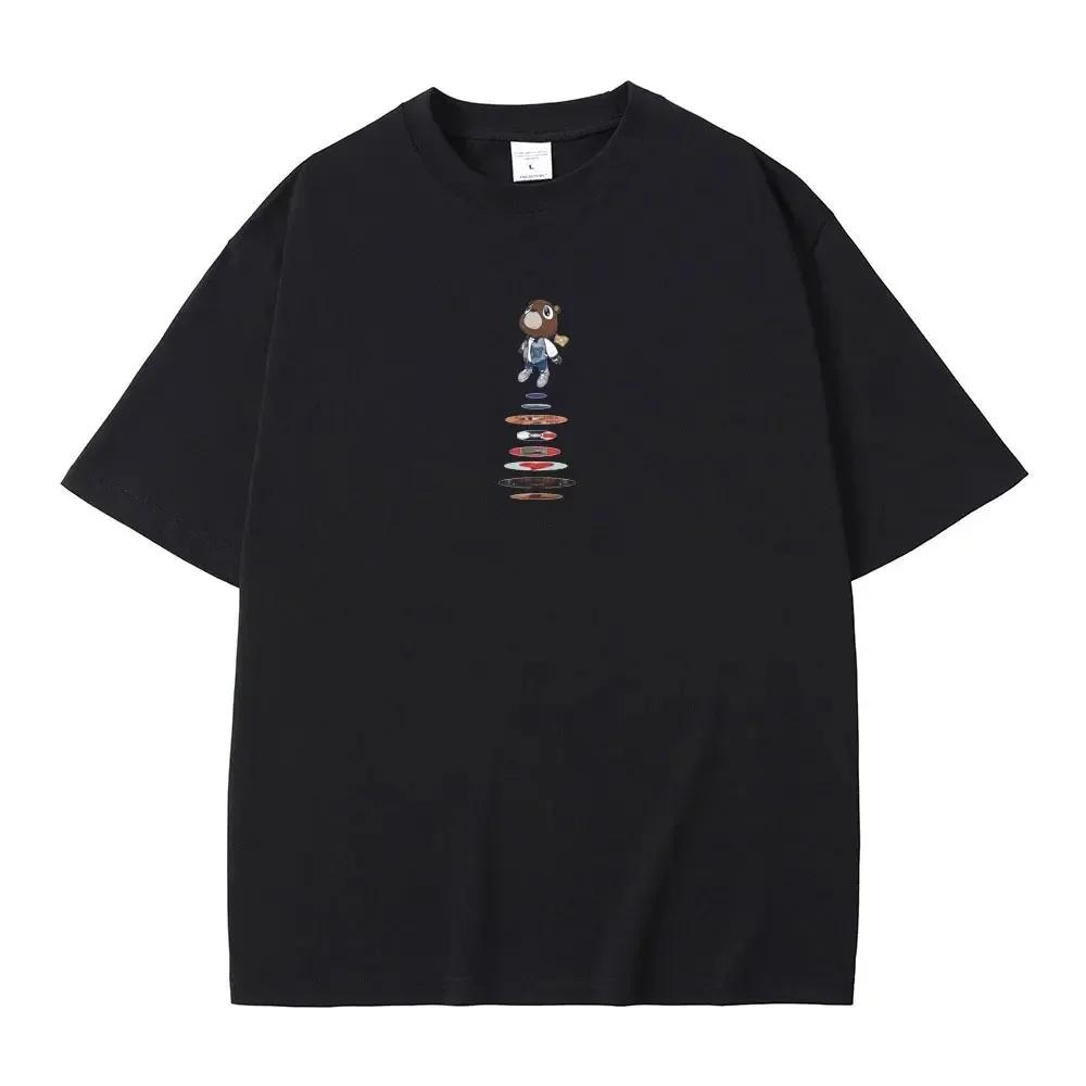 Nejznámější tričko Kanye West Campus pro unisex a ženy Bavlna s potiskem pro ženy Sportovní rukáv pro letní oversized topy