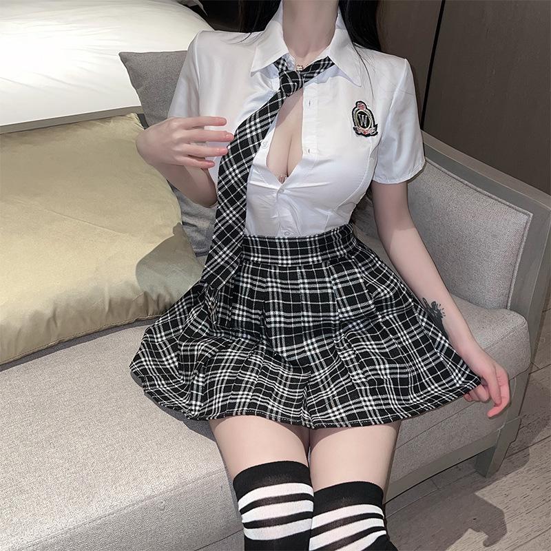Sexy JK Plaid Lingerie School Uniform Role-Play Costume