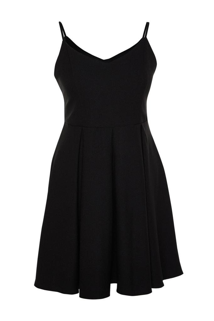 Women's Style Plus Size Black V-Neck Woven Dress