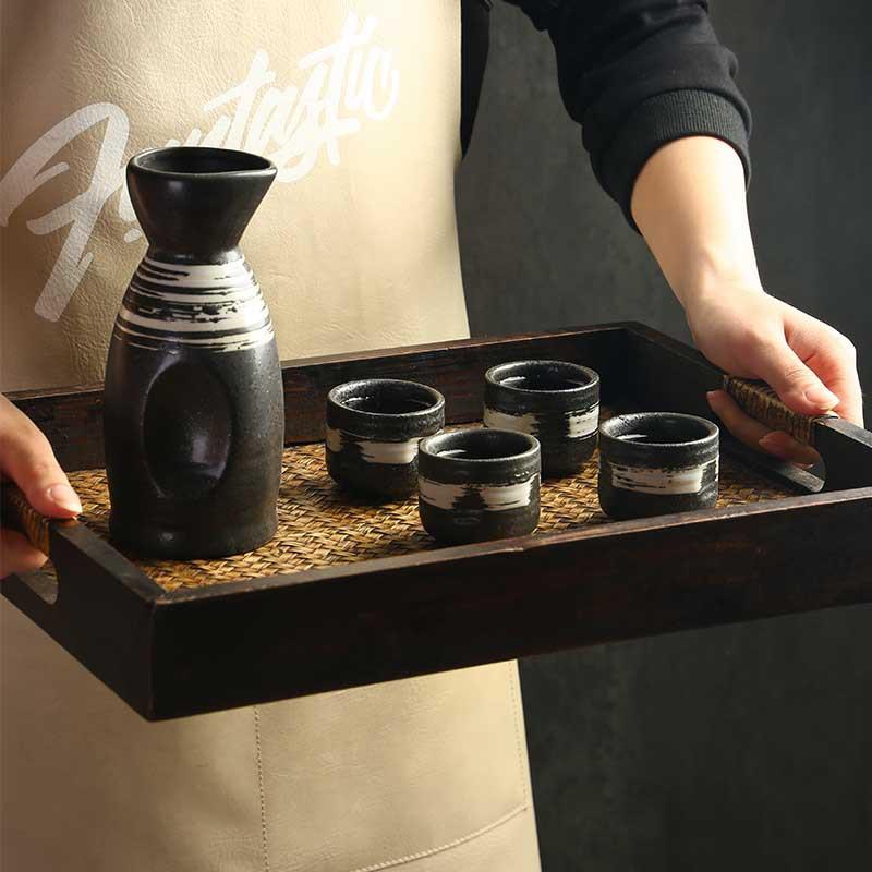 Japanische Sake-Flasche 400ml 190ml Keramik Kreatives Weinglas Kneipe Weinzubehör Haushalt Sake-Tasse Spender 50ml Retro Teetasse
