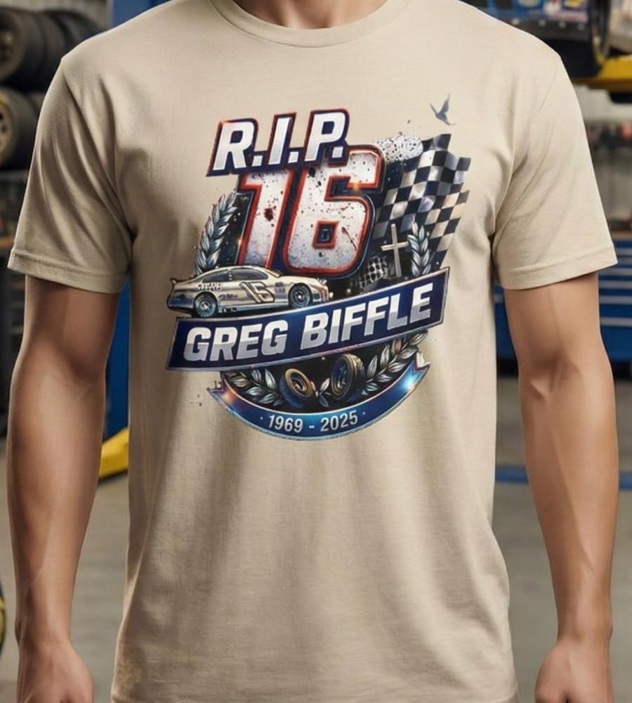 Greg Biffle RIP 16 Memorial T-Shirt | Racing Tribute Legend Checkered Flag Unisex T-Shirt XXL